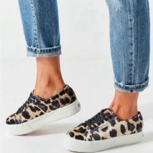 Superga Trendy Leopard Print Women's Platform Sneakers Size EU 39 US Size 8